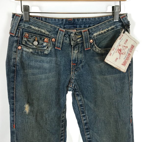 NWT Womens Size 27 True Religion Medium Vintage Wash Joey Flare Jeans - Picture 2 of 4